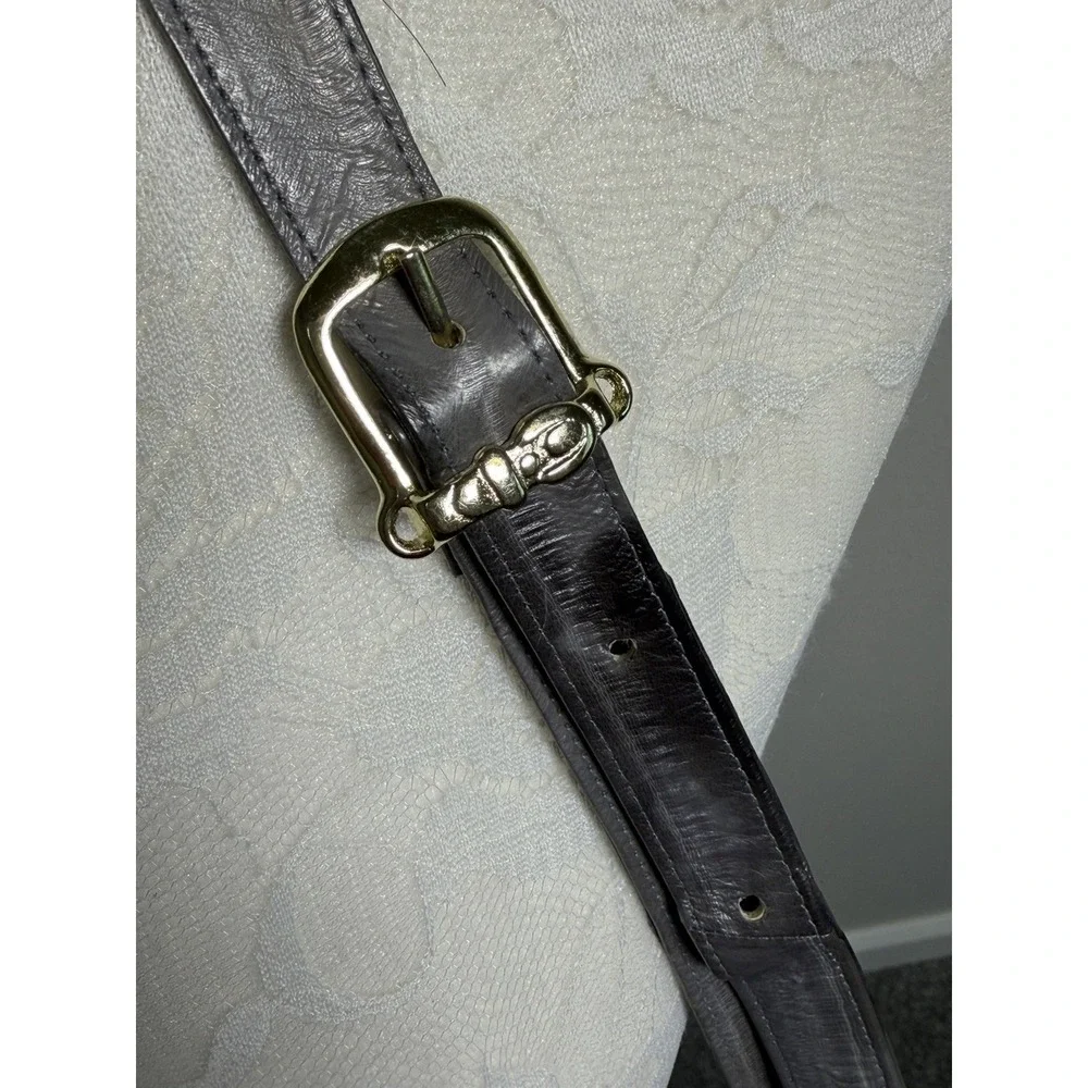 VTG Genuine Eel Skin Leather Gray Shoulder Handbag~Large 13